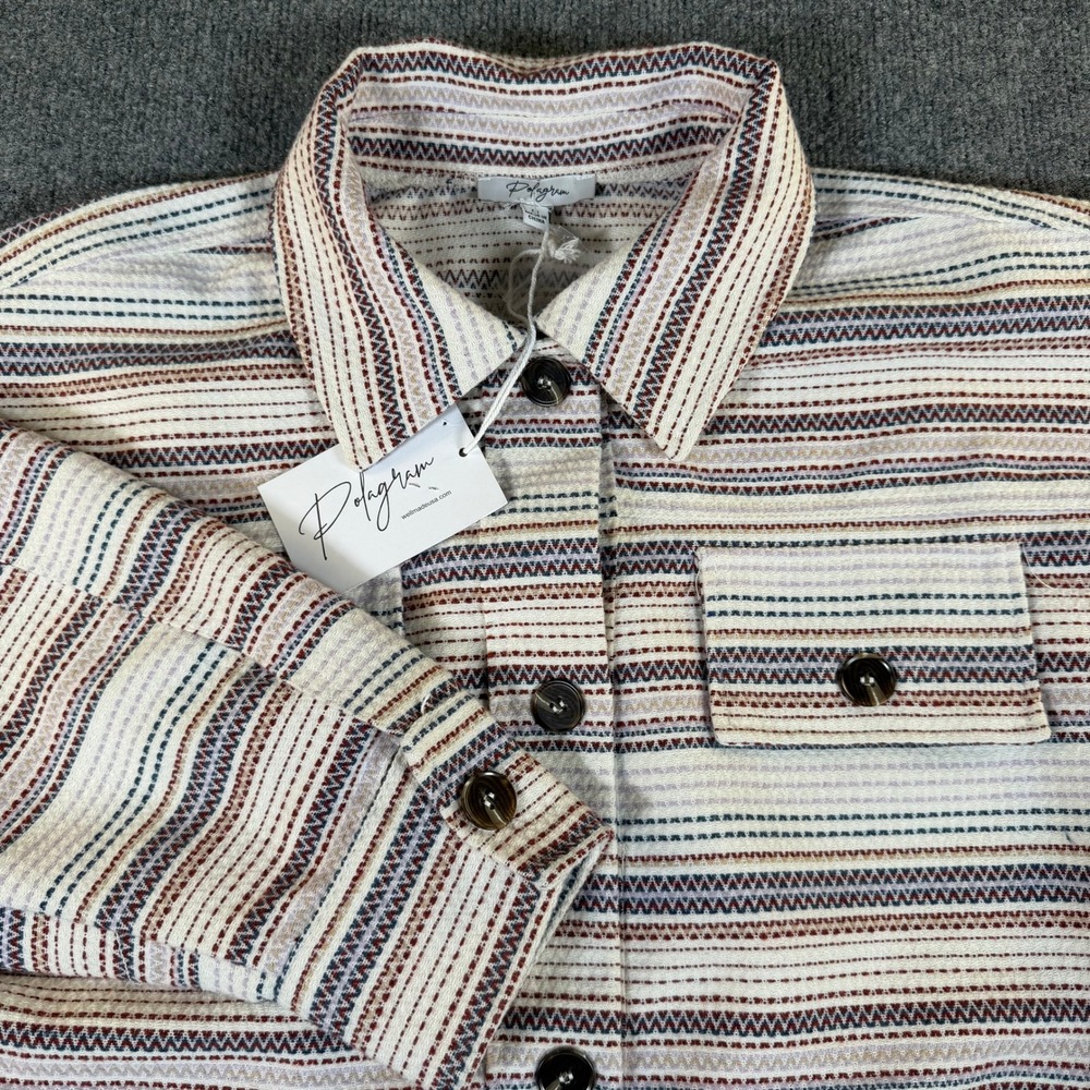 Polagram Candor Striped Shacket Multi‎ Button Front Shirt Jacket Medium PSJ1221